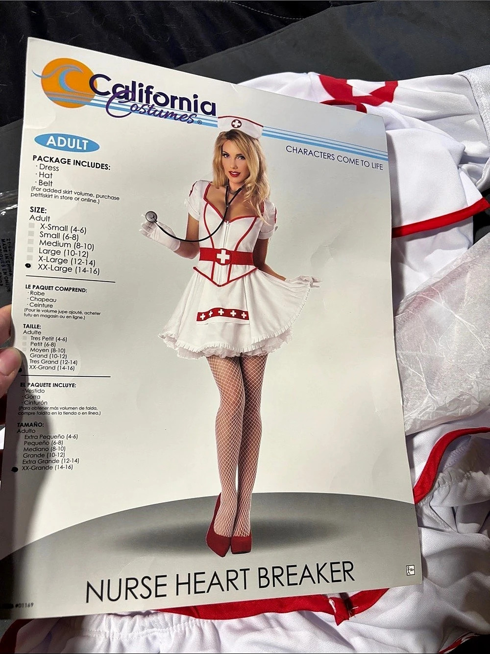 Halloween XXL Nurse Heart Breaker Costume - White & Red Medium - NWT